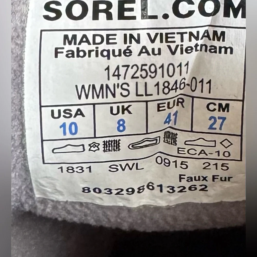 Sorel Tofino LL1846-011 Black Tall Fur Trim Waterproof Boots Women's 10